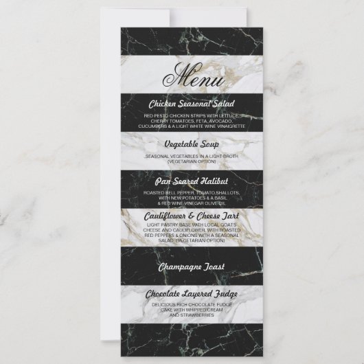 Carte de réception de mariage noir et blanc en mar (Devant)