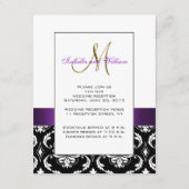 Carte de réception de mariage noire violette et bl (Dos)