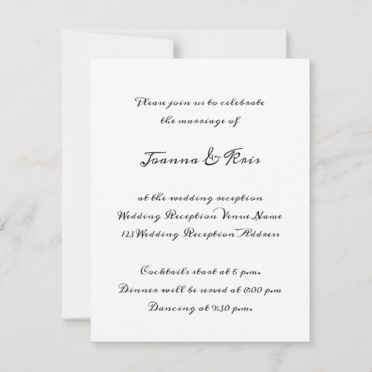 Carte de réception de mariage or minimalisme noir  (Dos)