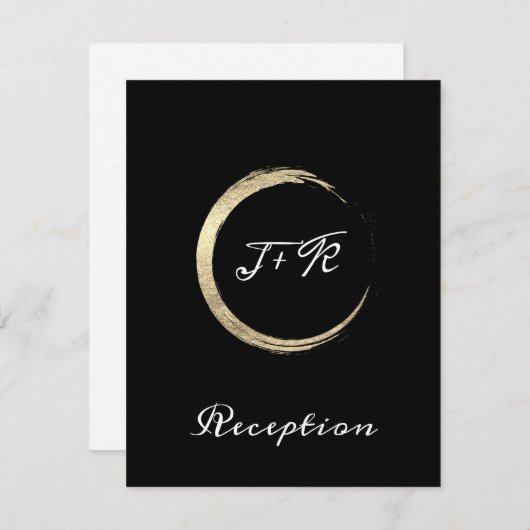 Carte de réception de mariage or minimalisme noir  (Devant / Derrière)