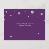 Carte de réception de mariage pailletée violet et  (Dos)