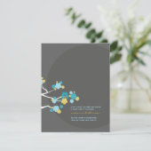 Carte de réception de mariage pour oiseaux amoureu (Debout devant)