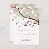 Carte de réception de mariage pour tourtereaux ros (Devant / Derrière)