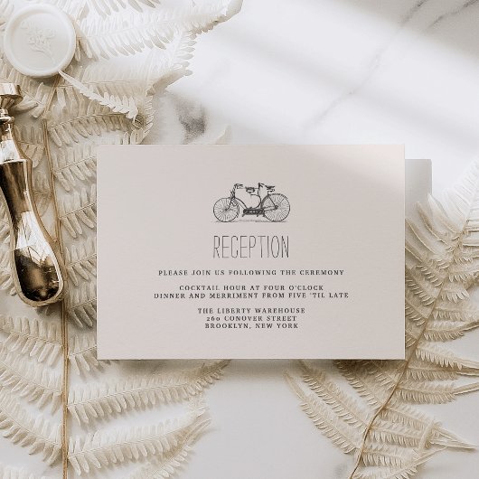 Carte de réception de mariage pour vélo tandem vin