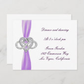 Carte de réception de mariage Purple Infinity Hear (Devant / Derrière)