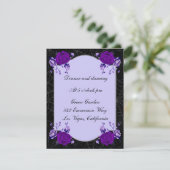 Carte de réception de mariage Purple Rose Floral S (Debout devant)