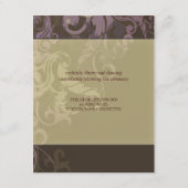 Carte de réception de mariage Purple Victoria (Dos)