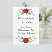 Carte de réception de mariage Red Floral Foliage (Debout devant)