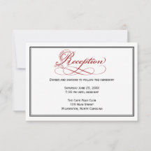Carte de réception de mariage Red Royal Script