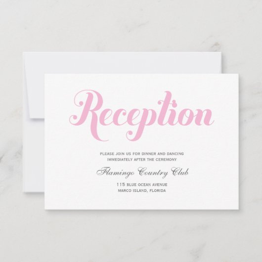 Carte de réception de mariage rose (Devant)