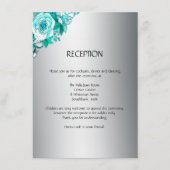Carte de réception de mariage Rose Argent et Aqua (Devant)