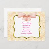 Carte de réception de mariage rose Bow (Devant / Derrière)