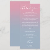 Carte de réception de mariage rose et bleu ombré (Devant / Derrière)