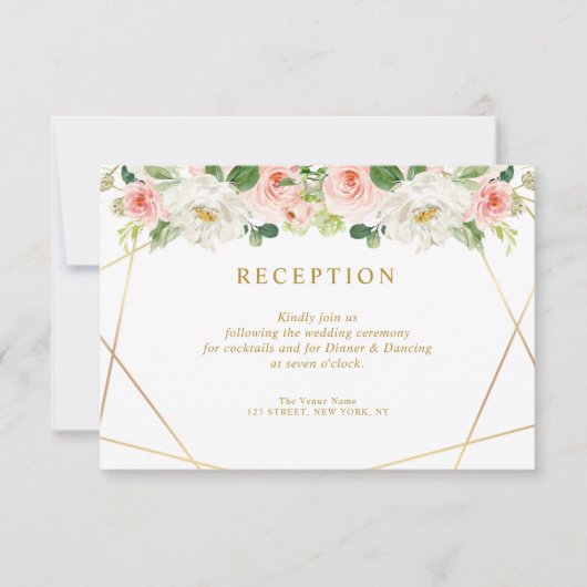 carte de réception de mariage rose flush (Devant)