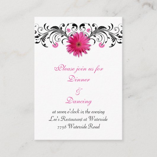 Carte de réception de mariage rose Gerbera Daisy (Devant)