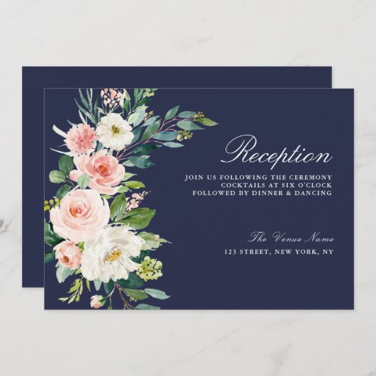 carte de réception de mariage rose moderne (Devant / Derrière)