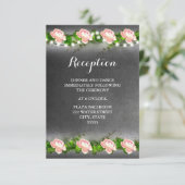 Carte de réception de mariage Rose Tableau Noir (Debout devant)