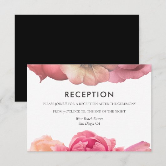 Carte de réception de mariage rose vintage élégant (Devant / Derrière)