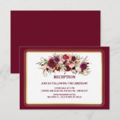 Carte de réception de mariage rouge et or Marsala (Devant / Derrière)