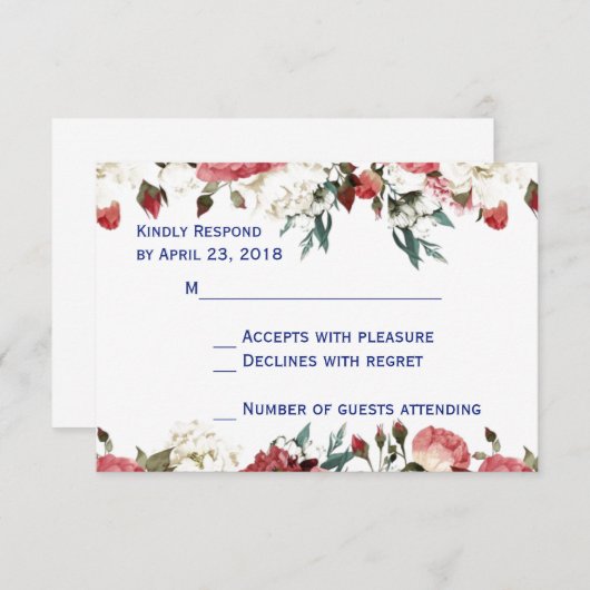 carte de réception de mariage rsvp (Devant / Derrière)