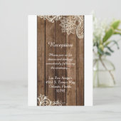 Carte de réception de mariage Rustic Wood Lace 3,5 (Debout devant)