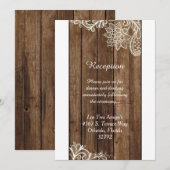 Carte de réception de mariage Rustic Wood Lace 3,5 (Devant / Derrière)