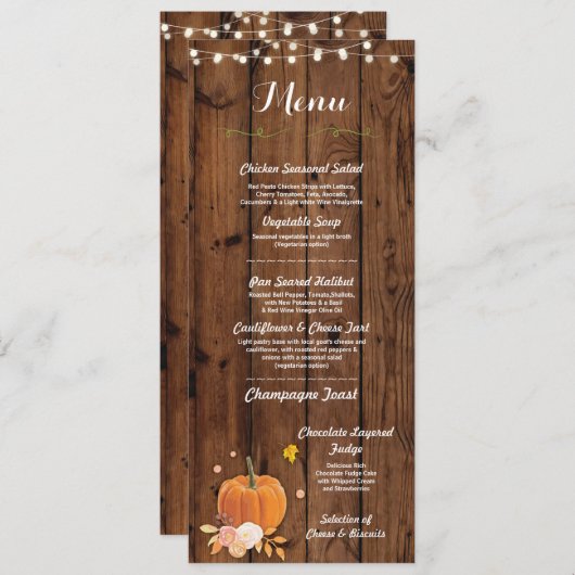 Carte de réception de mariage rustique en bois de  (Devant / Derrière)