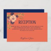 Carte de réception de mariage rustique florale cor (Devant / Derrière)