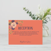 Carte de réception de mariage rustique florale cor (Debout devant)