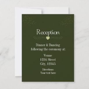 Carte de Réception de Mariage Rustique Vert Forêt