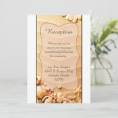 Carte de réception de mariage Sable de plage de co (Debout devant)