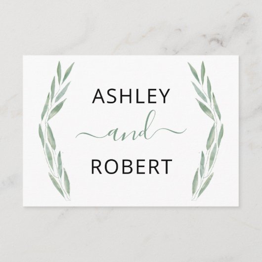 Carte de réception de mariage Sage Greenery, Botan (Dos)