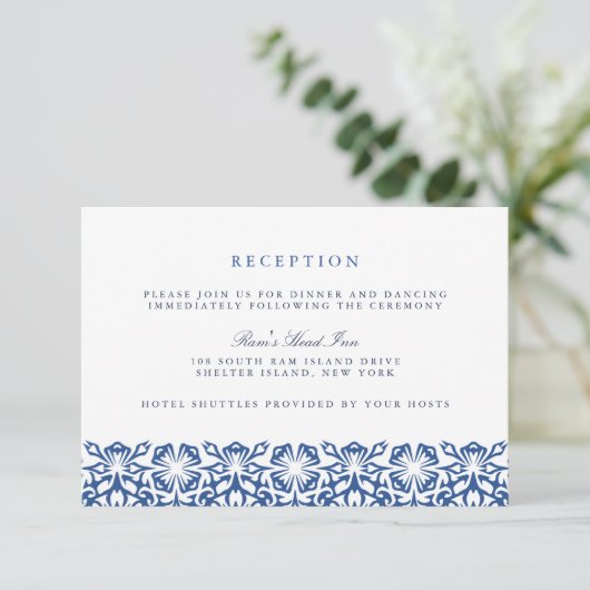Carte de réception de mariage Santorin | Lapis (Debout devant)