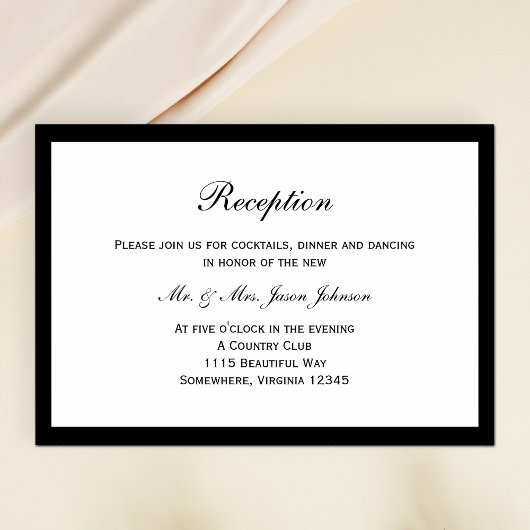 Carte de réception de mariage simple avec bordure 