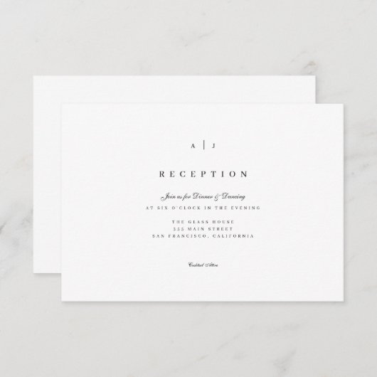 Carte de réception de mariage simple et classique (Devant / Derrière)