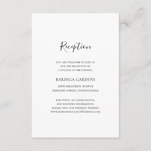 Carte De Réception De Mariage Simple Et Élégante (Devant)