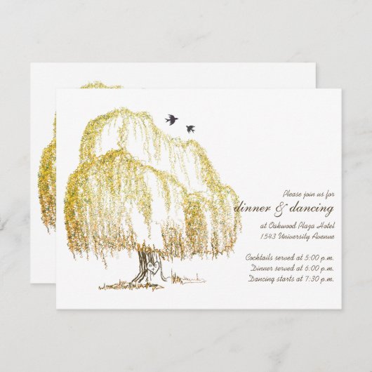 Carte de réception de mariage sous l'arbre aux sau (Devant / Derrière)