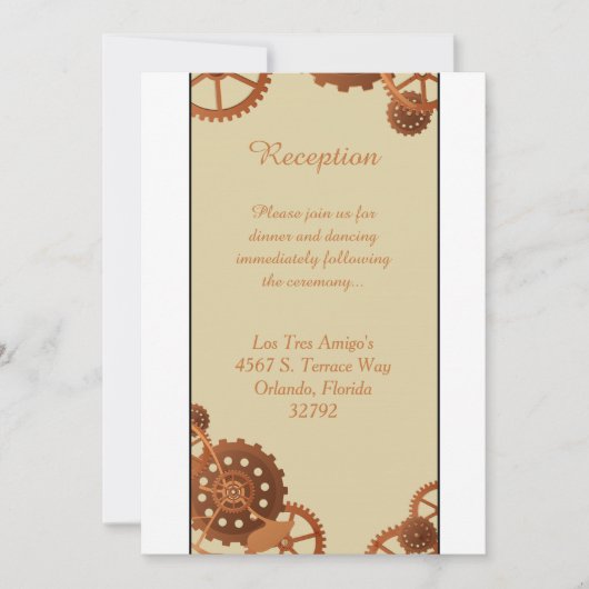 Carte de réception de mariage Steampunk Cogs Gears (Devant)