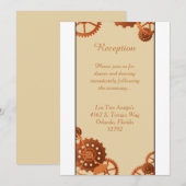 Carte de réception de mariage Steampunk Cogs Gears (Devant / Derrière)