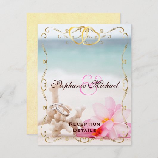 Carte de Réception de Mariage sur la Plage (Devant / Derrière)