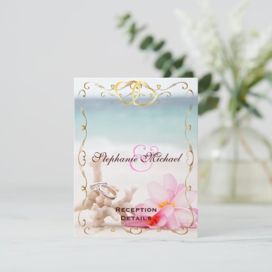 Carte de Réception de Mariage sur la Plage (Debout devant)