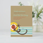 Carte de réception de mariage sur la plage aux pal (Debout devant)