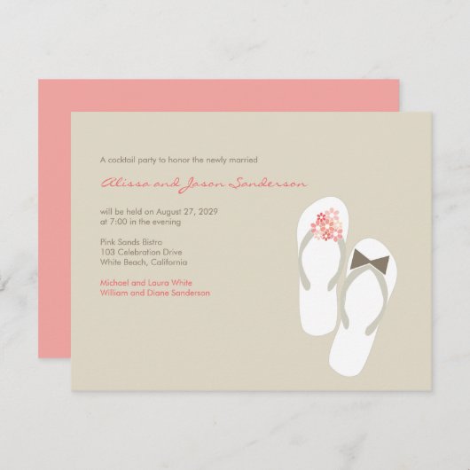 Carte de Réception de Mariage sur la Plage de M. e (Devant / Derrière)