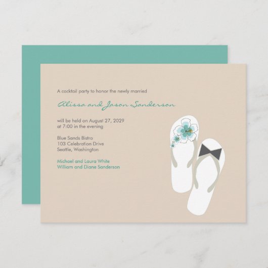 Carte de réception de mariage sur la plage de M. e (Devant / Derrière)