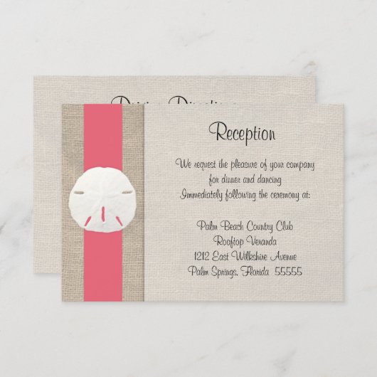 Carte de réception de mariage sur la plage Dollar (Devant / Derrière)