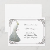 Carte de réception de mariage sur mesure Paon Blan (Devant / Derrière)