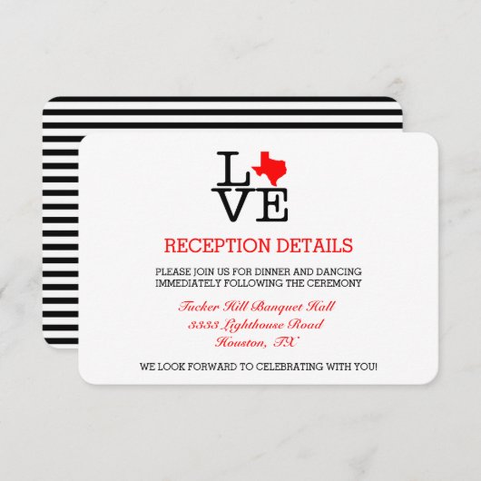 Carte de réception de mariage Texas Love (Devant / Derrière)