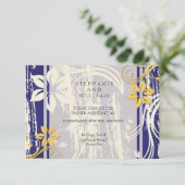 Carte de réception de mariage Tourbillon Bleu et J (Debout devant)