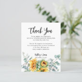 Carte de réception de mariage tournesol eucalyptus (Debout devant)