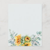 Carte de réception de mariage tournesol eucalyptus (Dos)